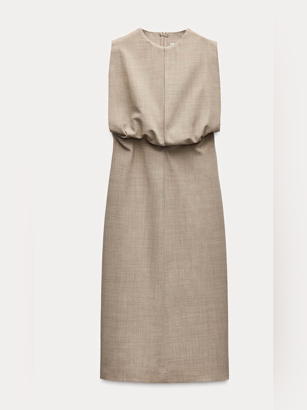 Zara Midi Dress in Beige Size Small NWOT